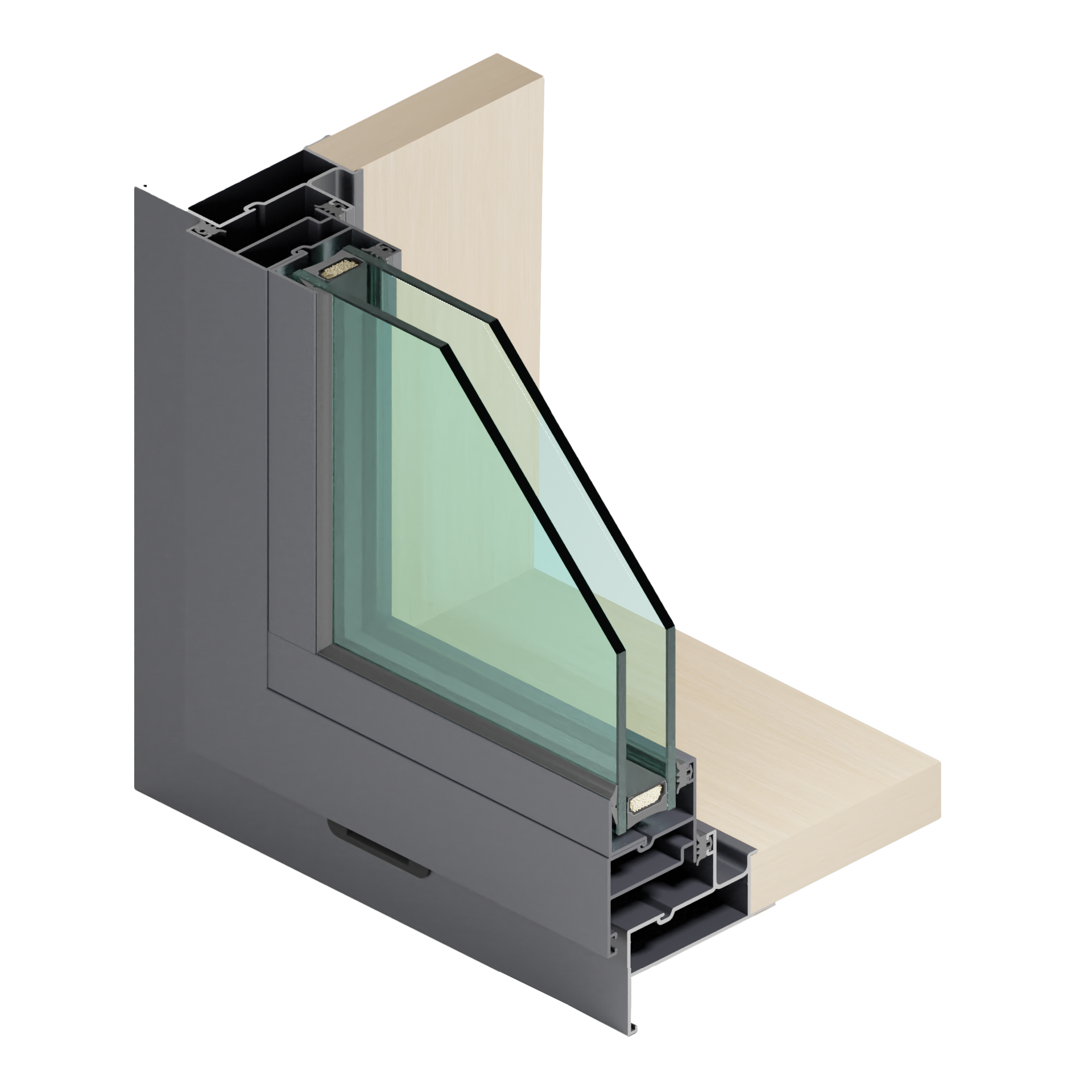 NT36 - Hollow Frame AW DG with Timber Liner at Sill and Jamb 